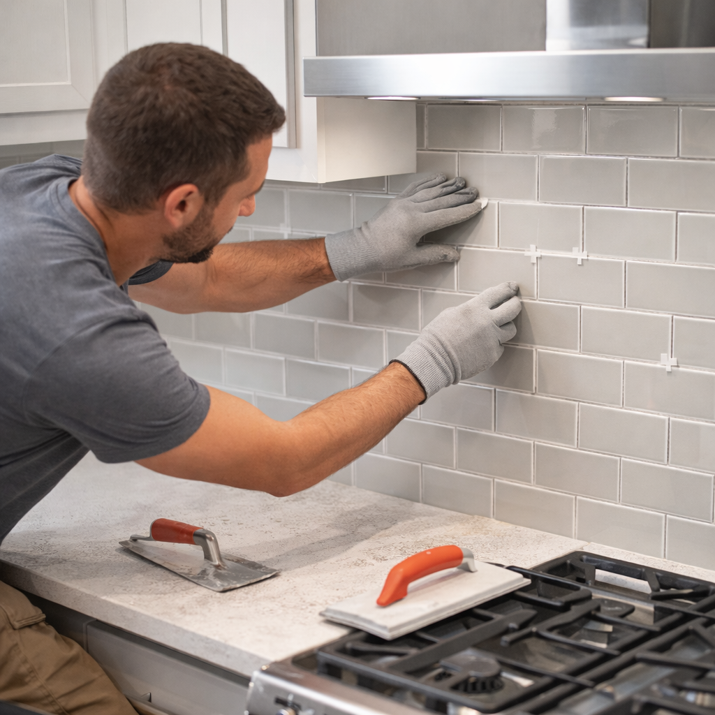 Kitchen backsplash tile installation in {city}