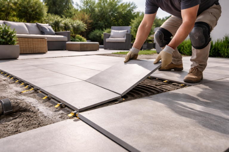 porcelain patio floor tile installation in {city}
