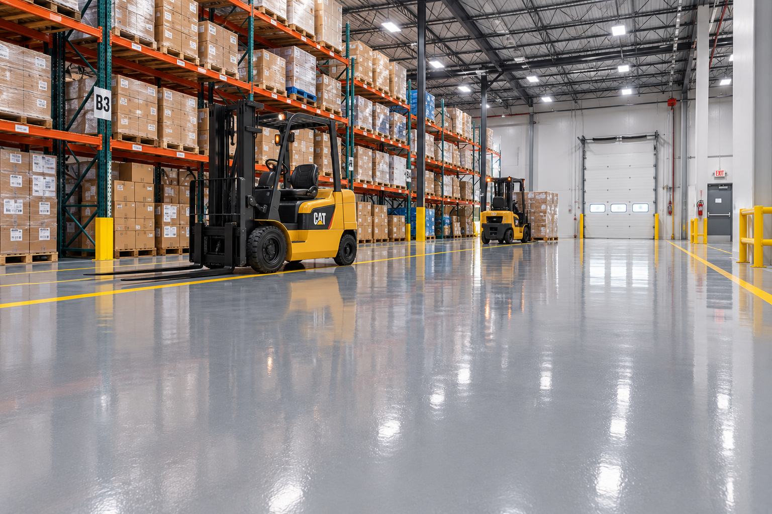Commercial warehouse with heavy-duty epoxy flooring in Centerview.